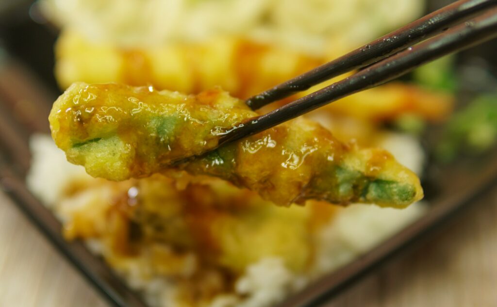 麺セット（天丼）のおくらの天ぷら