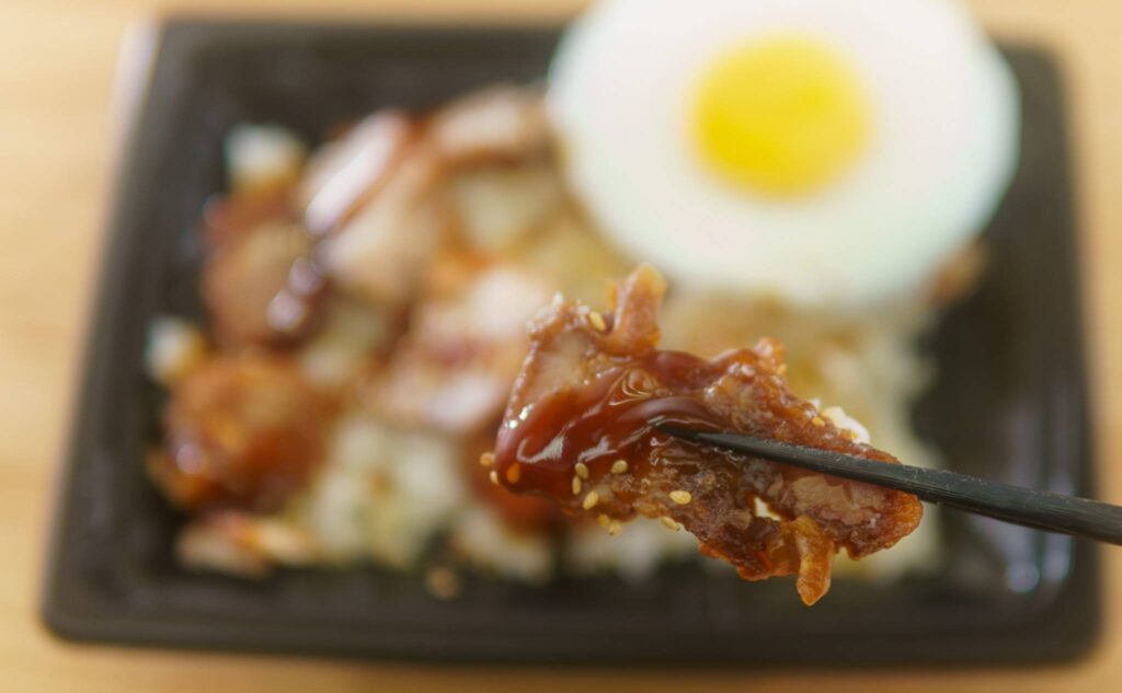 今治名物 焼豚たまご飯の豚肉